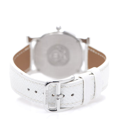 Hermes Stainless Steel Epsom Diamond Mother of Pearl 31mm H Ronde Quartz Watch Blanc 3 of 7