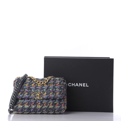Chanel Tweed Quilted Medium Chanel 19 Flap Dark Multicolor 10 of 10