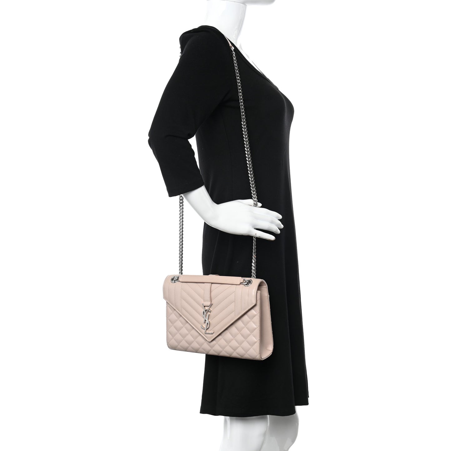 Grain De Poudre Textured Mixed Matelasse Medium Triquilt Monogram Satchel Marble Pink