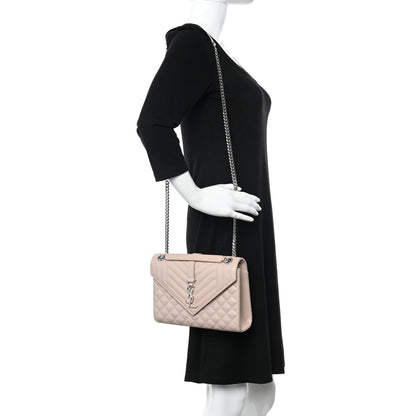 Saint Laurent Grain De Poudre Textured Mixed Matelasse Medium Triquilt Monogram Satchel Marble Pink 2 of 16