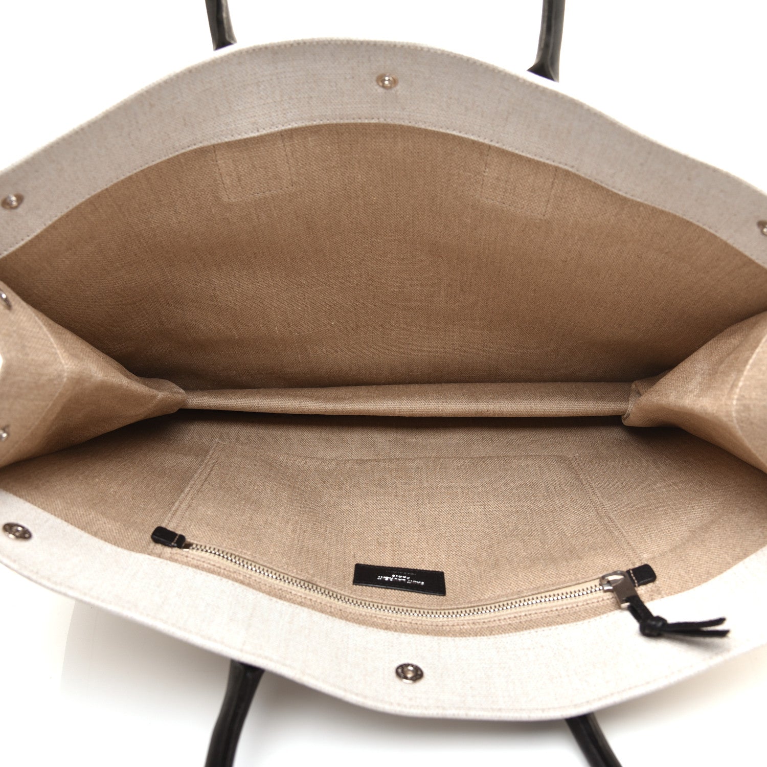 Saint Laurent Linen Calfskin Rive Gauche Tote Optic White 5 of 8