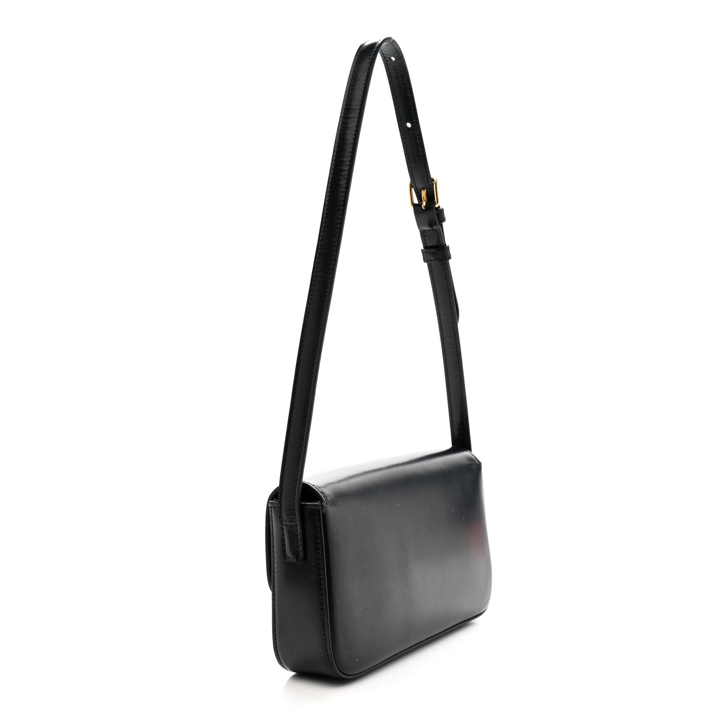 Shiny Calfskin Triomphe Shoulder Bag Black