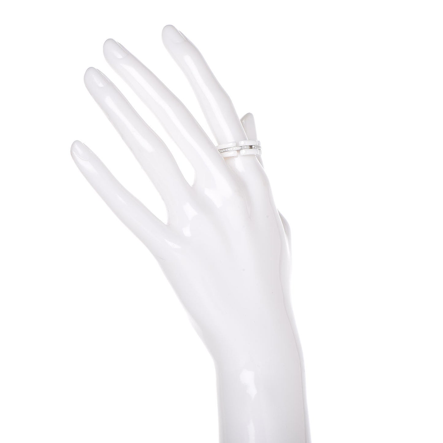 18K White Gold White Ceramic Diamond Ultra Ring 53 6.25