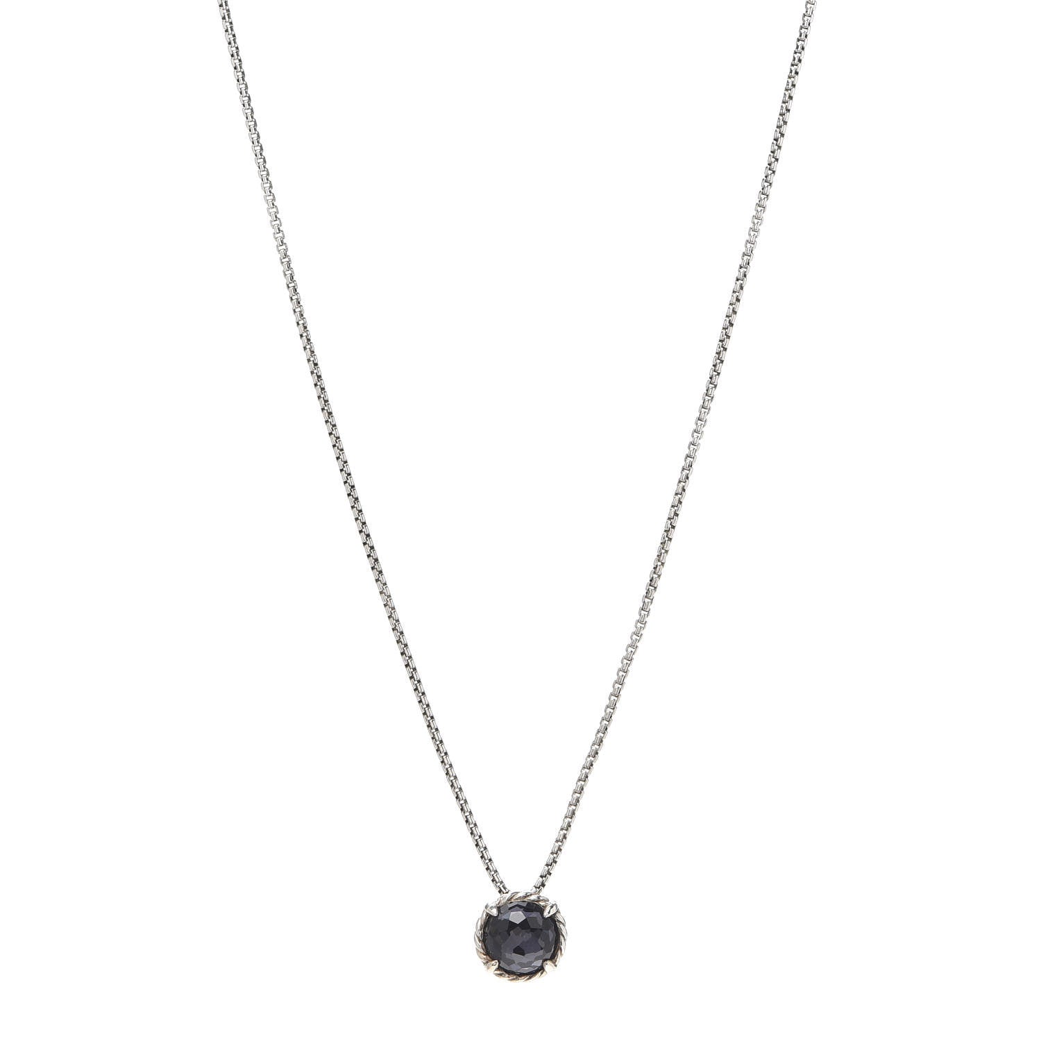 David Yurman Sterling Silver Black Orchid 8mm Petite Chatelaine Pendant Necklace 1 of 5