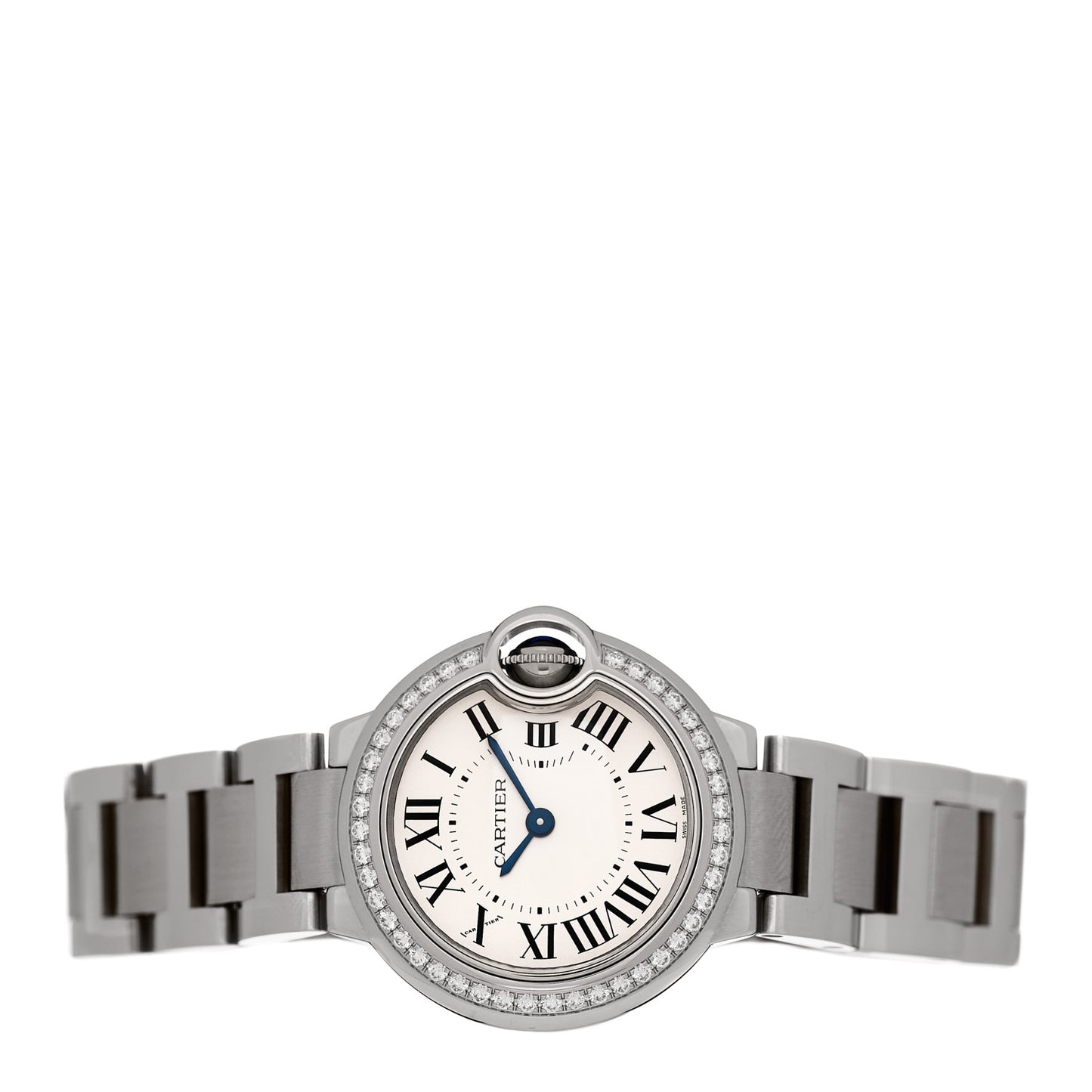 Stainless Steel Diamond Bezel 28mm Ballon Bleu De Cartier Quartz Watch