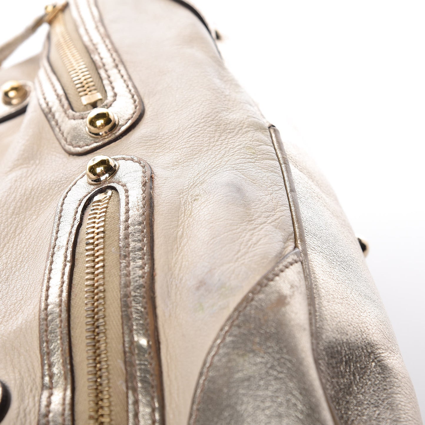 Goatskin Small Capri Bowler White Gold