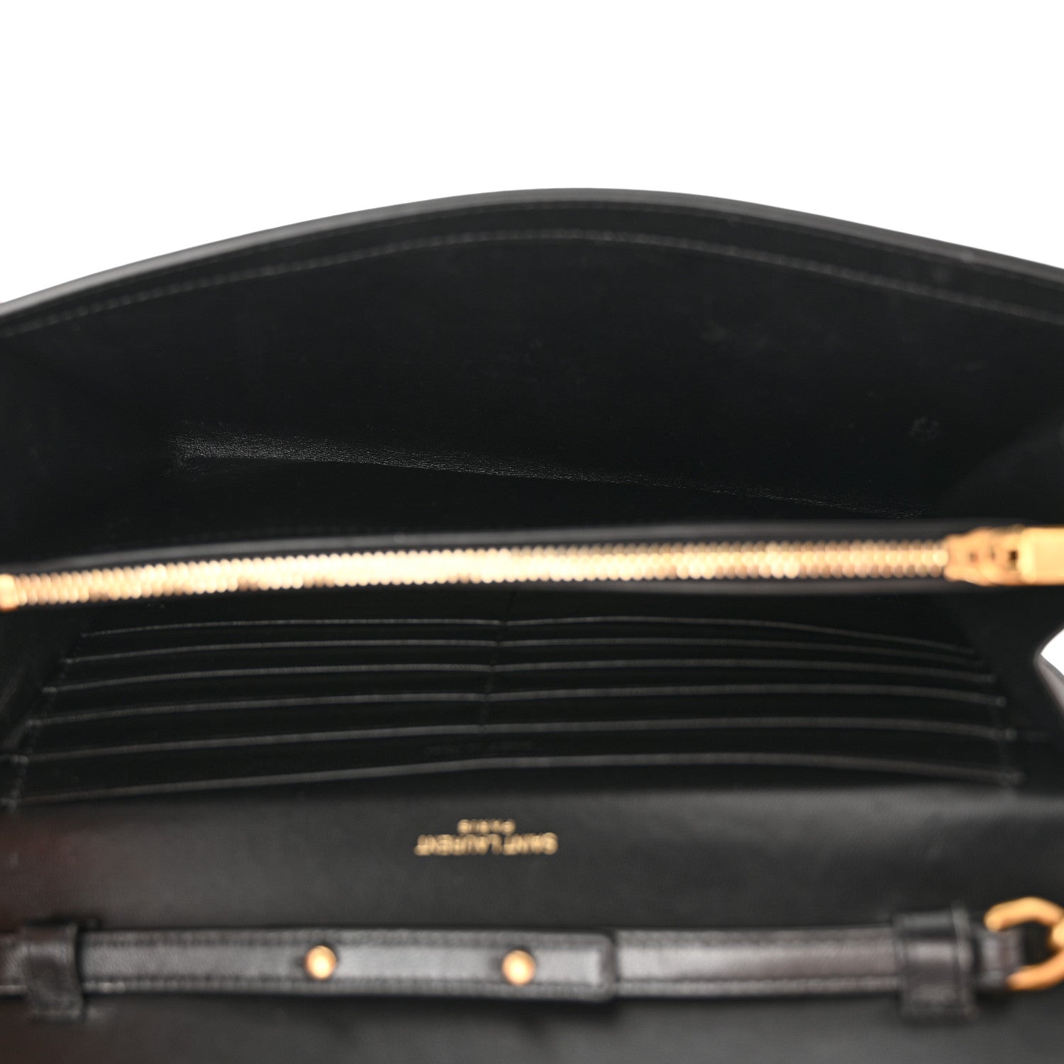 Saint Laurent Smooth Calfskin Tri-Metal Cassandre Wallet On Chain WOC Black 5 of 12