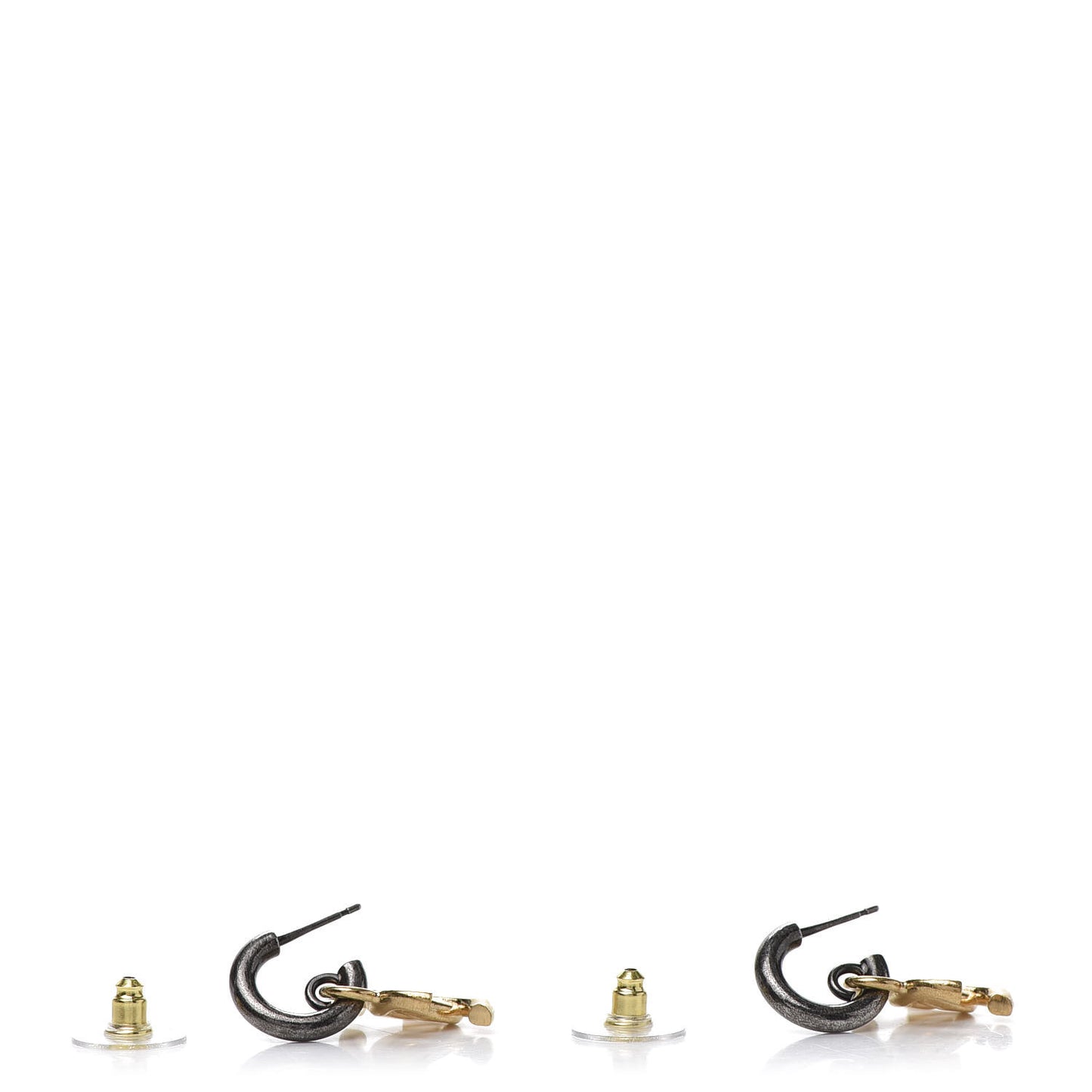 Metal Drop CC Earrings Ruthenium Gold