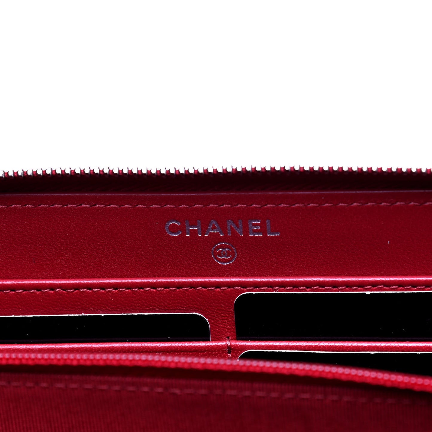Lambskin Quilted Large Gusset Zip Around Wallet Red