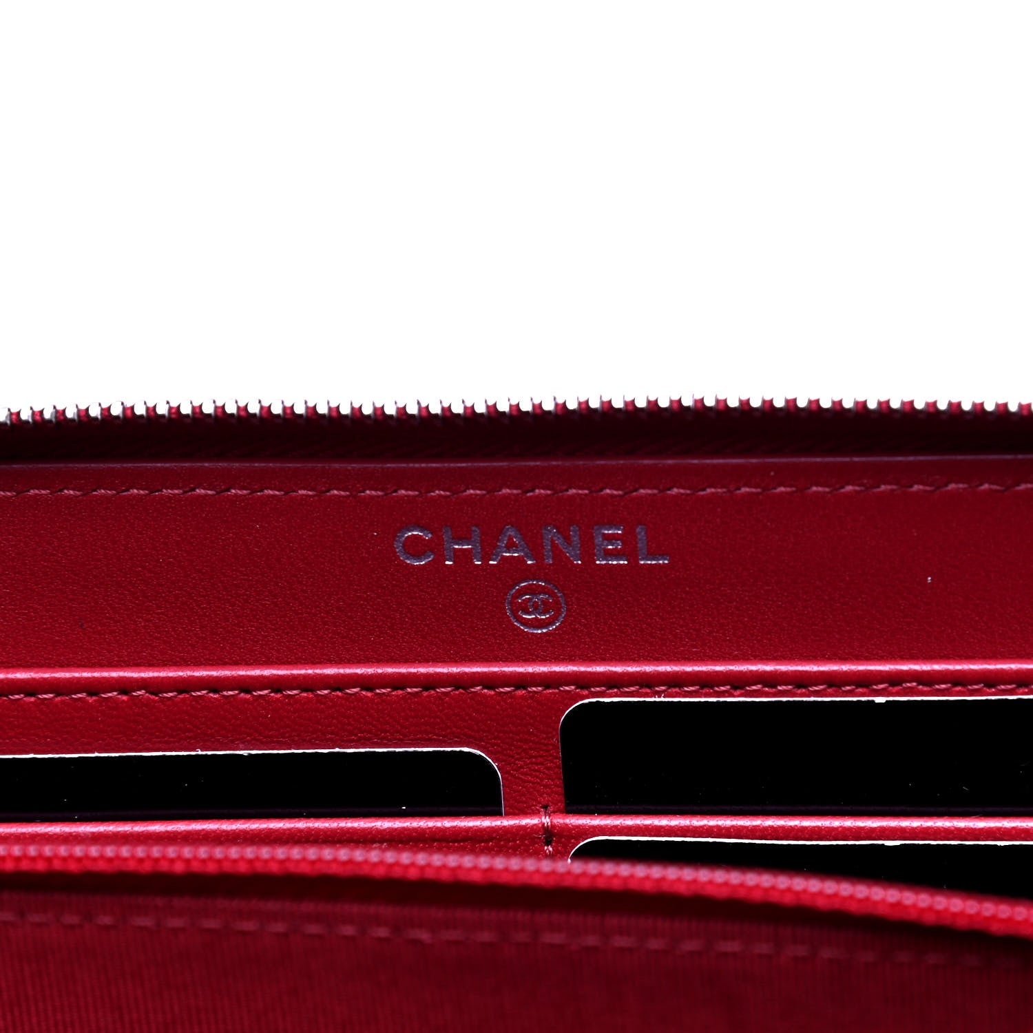 Chanel Lambskin Quilted Large Gusset Zip Around Wallet Red 4 of 5