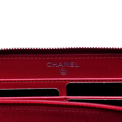 Chanel Lambskin Quilted Large Gusset Zip Around Wallet Red 4 of 5
