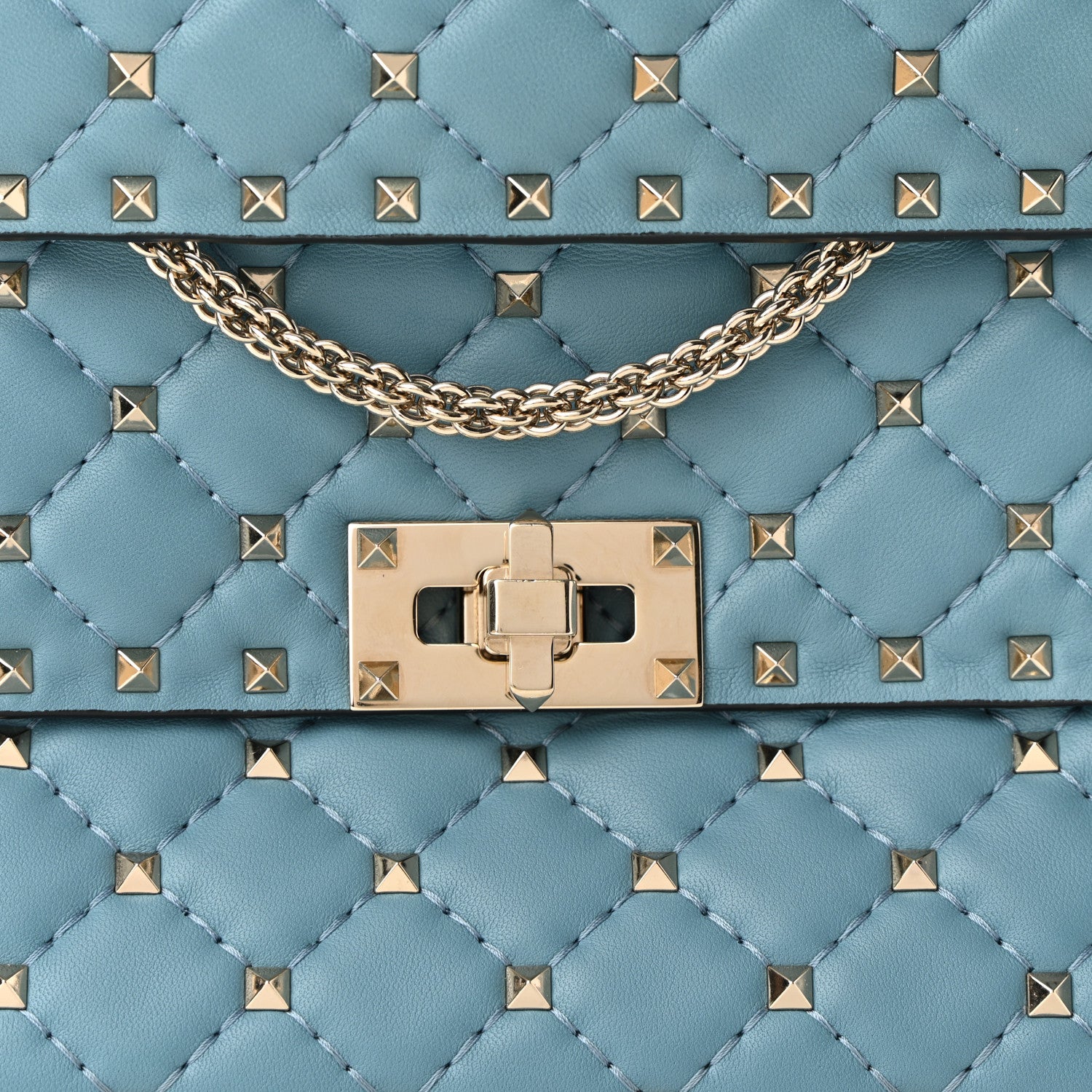 Valentino Garavani Nappa Medium Rockstud Spike Shoulder Bag Blue 7 of 9