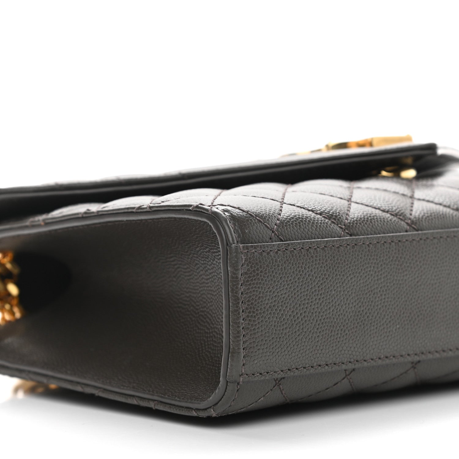 Saint Laurent Grain De Poudre Textured Mixed Matelasse Medium Triquilt Monogram Satchel Army Green 9 of 10