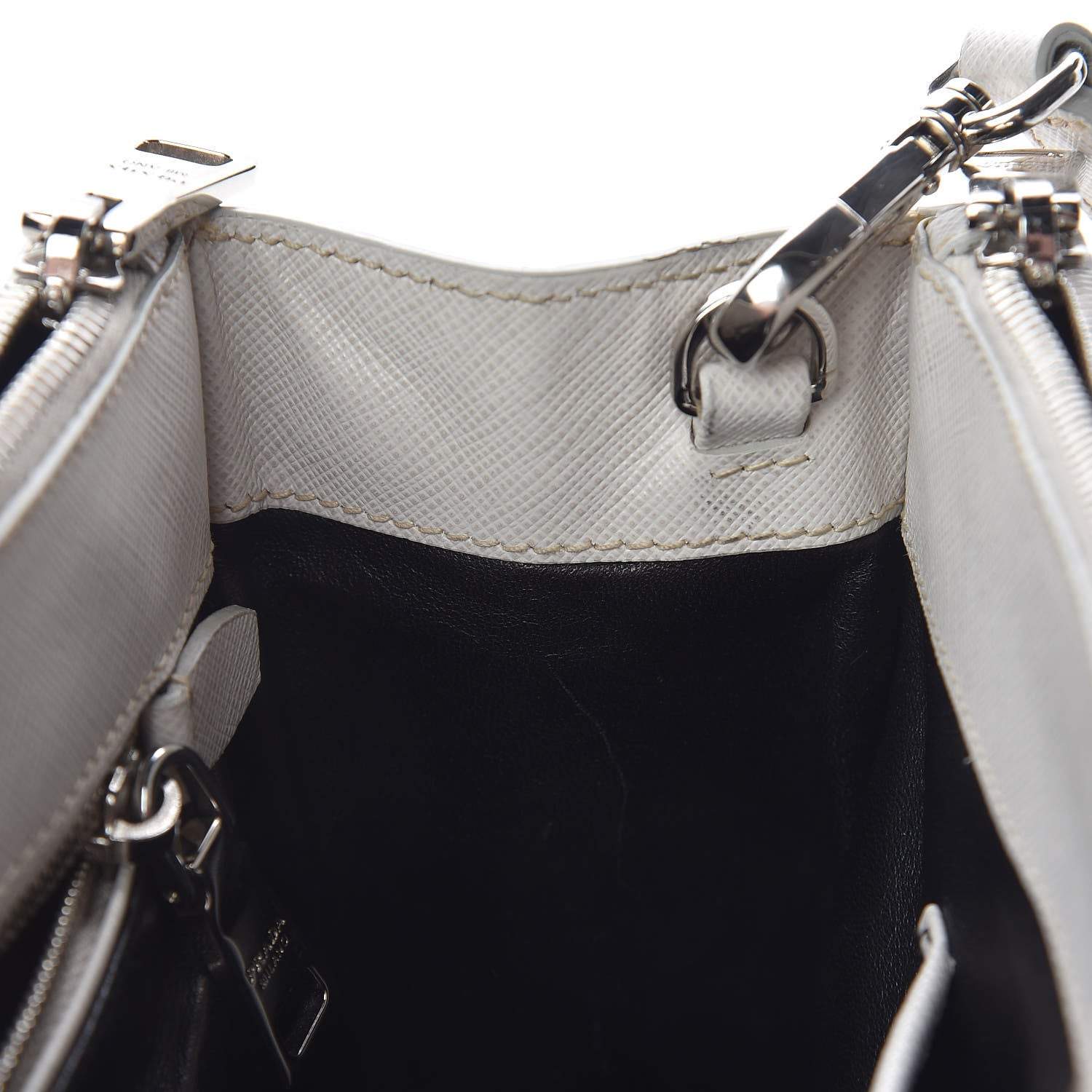 Prada Saffiano Small Galleria Double Zip Tote Talco Black 14 of 19