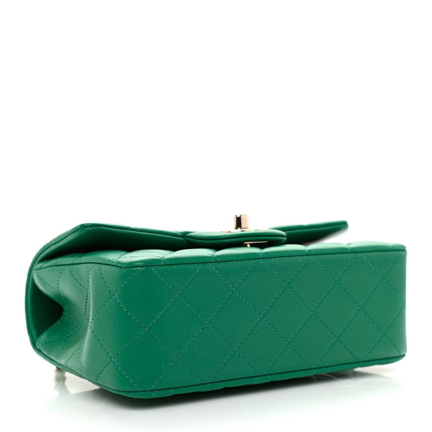 Lambskin Quilted Mini Top Handle Rectangular Flap Green