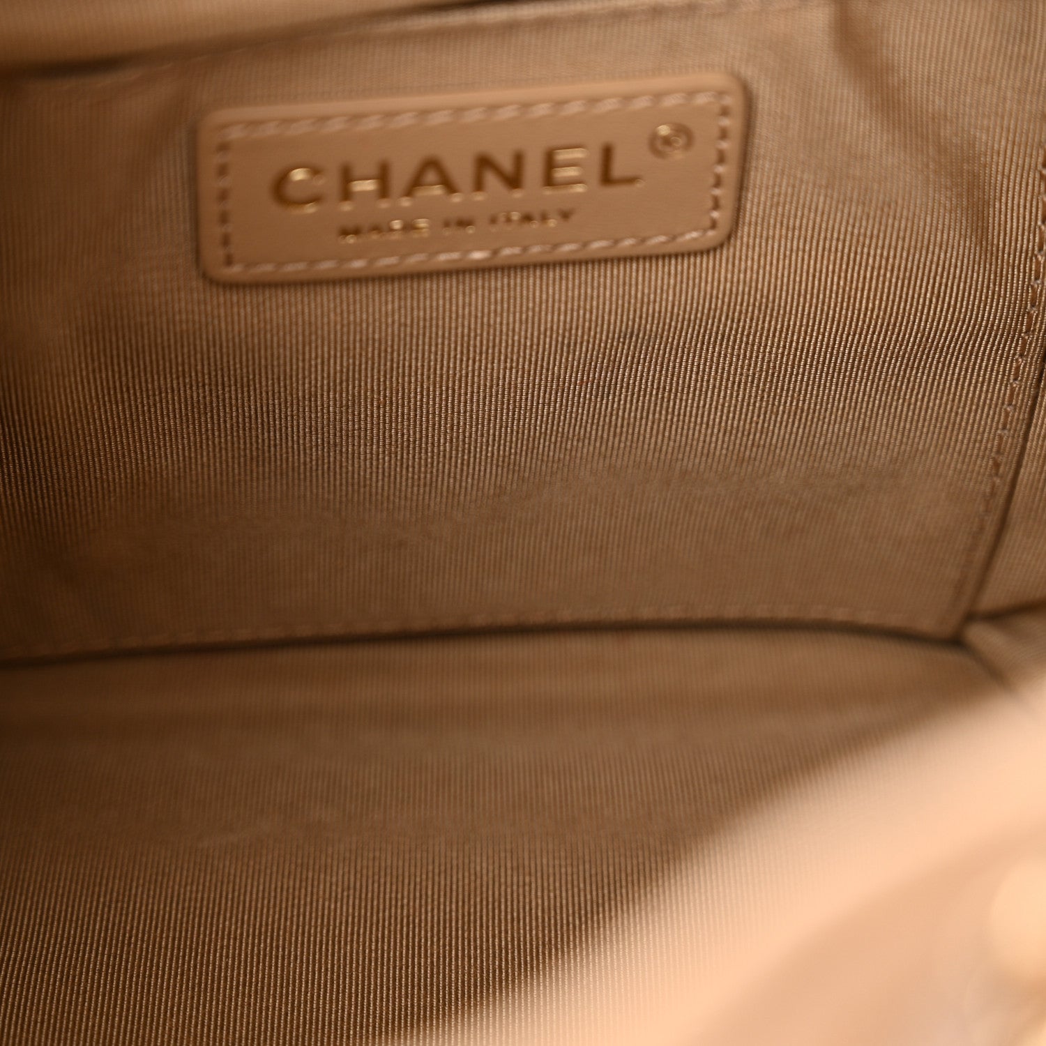 Chanel Caviar Quilted Rolled Up Bucket Drawstring Bag Beige 11 of 12