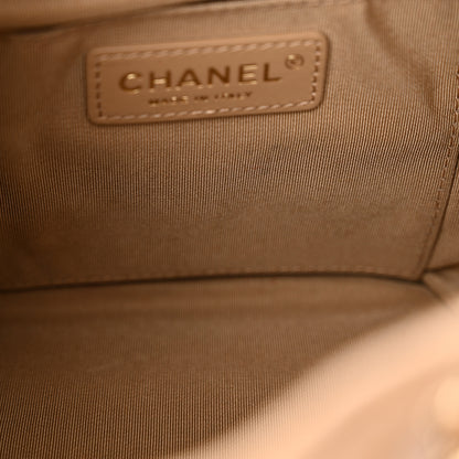 Chanel Caviar Quilted Rolled Up Bucket Drawstring Bag Beige 11 of 12