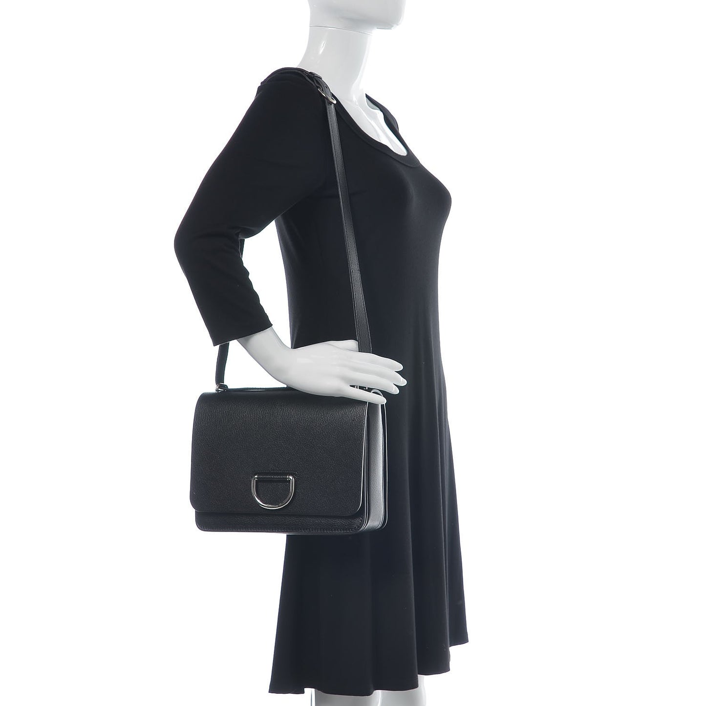 Goatskin Medium D-Ring Bag Black