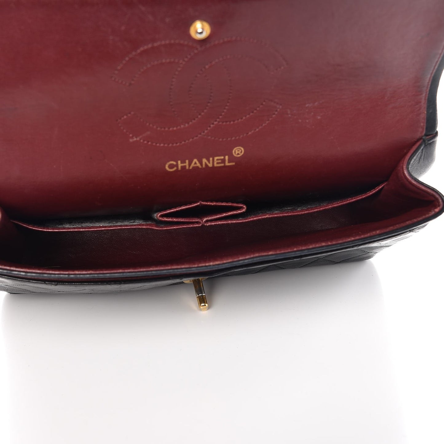 Lambskin Quilted Medium Double Flap Black