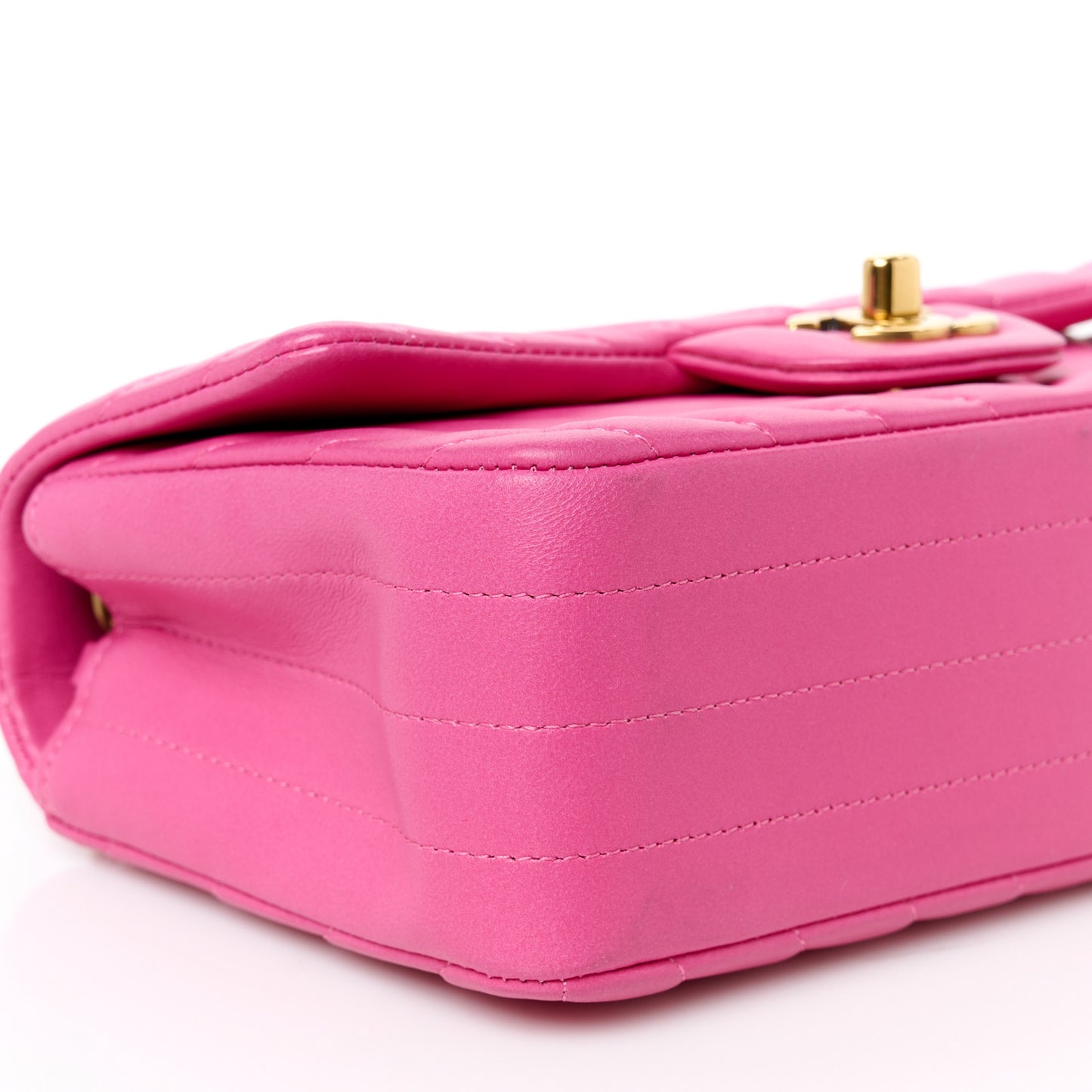 Lambskin Chevron Quilted Mini Rectangular Flap Pink