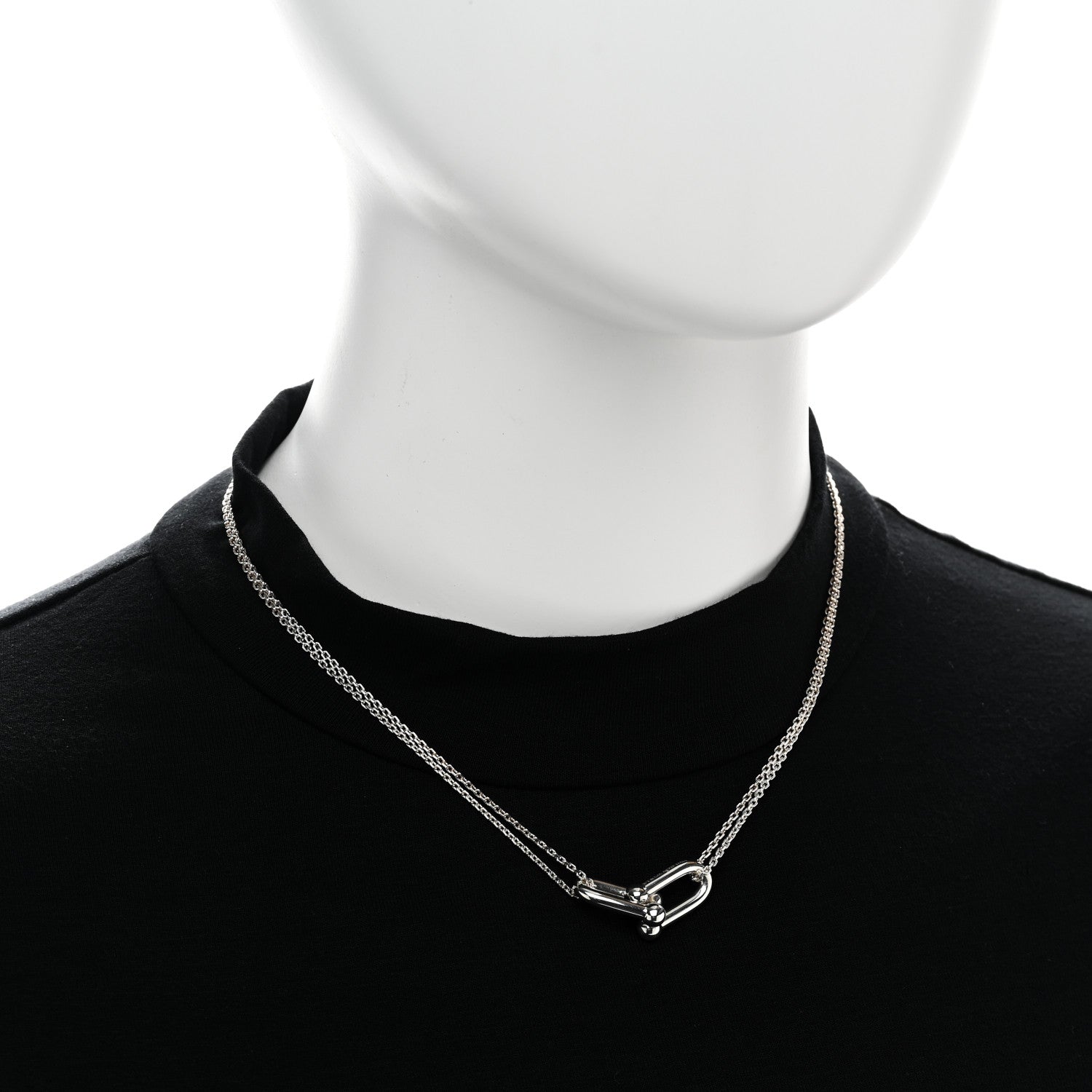 Tiffany Sterling Silver Double HardWear Link Pendant Necklace 2 of 6
