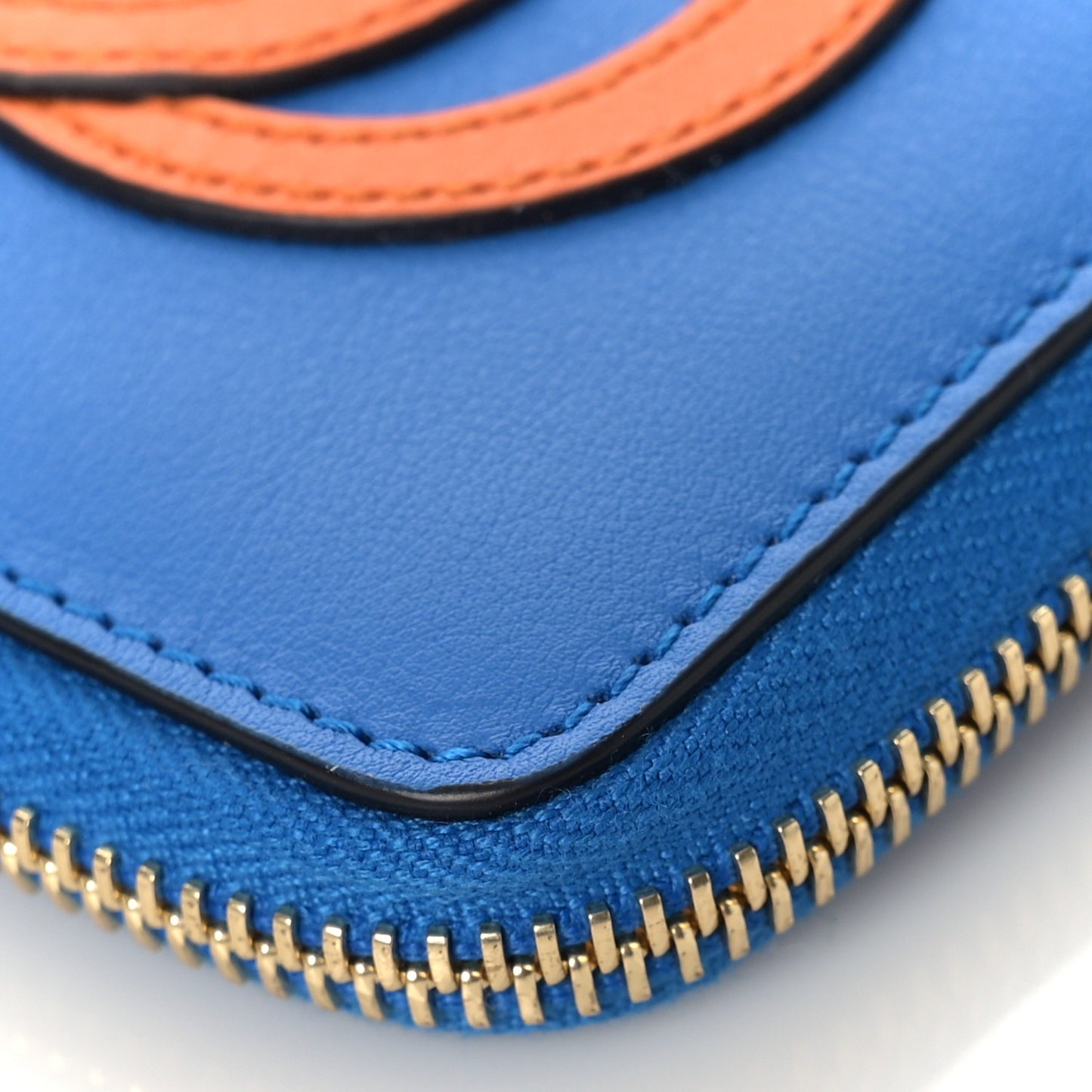 Vitello Eclipse Interlocking G Zip Around Card Case Wallet Bright Splash Carrot Orange