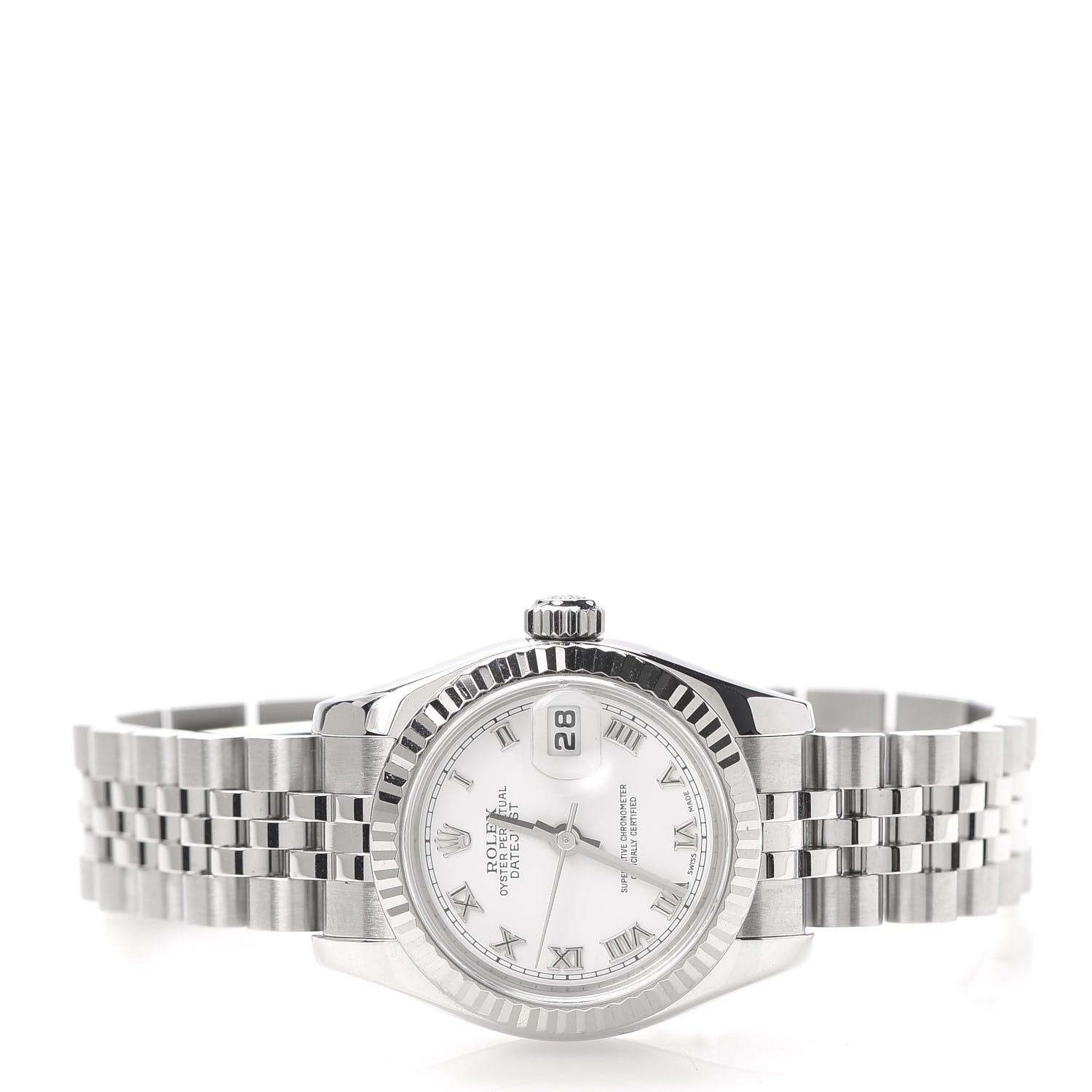 Rolex Stainless Steel 18K White Gold 26mm Oyster Perpetual Datejust Watch White Roman 179174 3 of 6