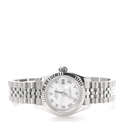 Rolex Stainless Steel 18K White Gold 26mm Oyster Perpetual Datejust Watch White Roman 179174 3 of 6