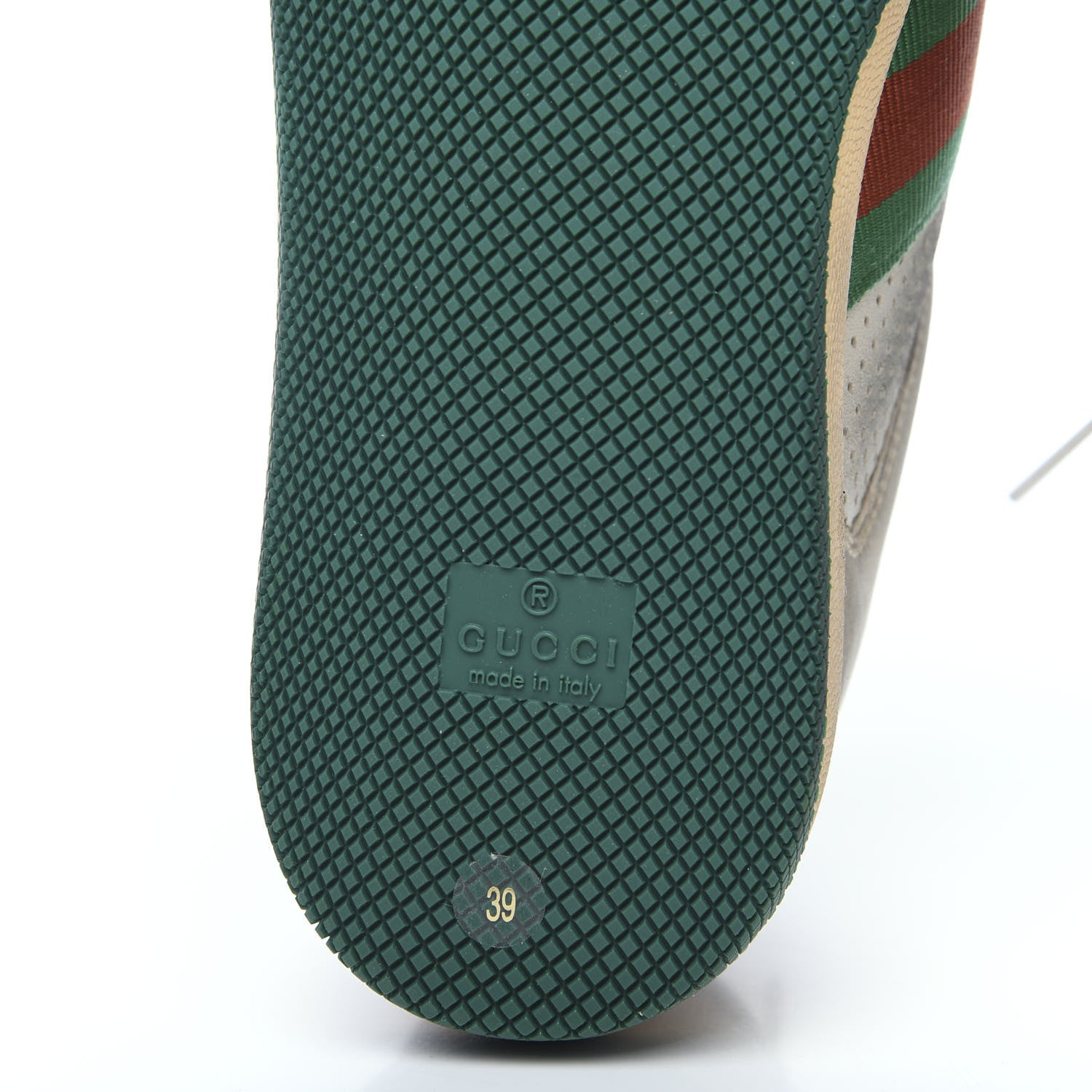 Gucci Nubuck Web Cherries Womens Screener Sneakers 39 Dusty Milk White Vintage Green 7 of 9