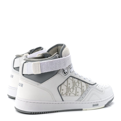 Christian Dior Smooth Calfskin Oblique Galaxy Perforated Mens B27 Mid Top Sneakers 43 White Grey 4 of 9