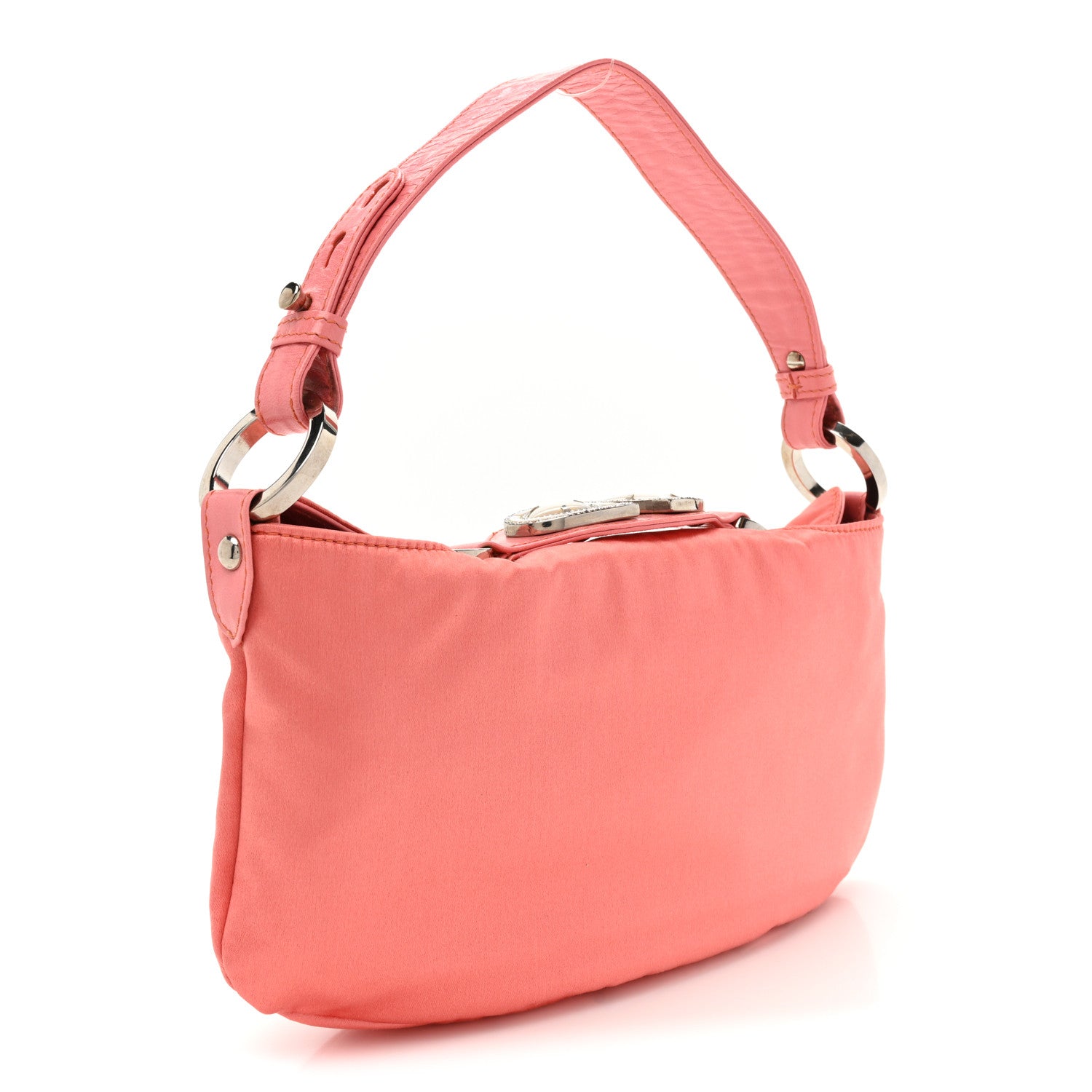 Valentino Garavani Satin Crystal Sequin Floral Embellished Shoulder Bag Coral 3 of 11