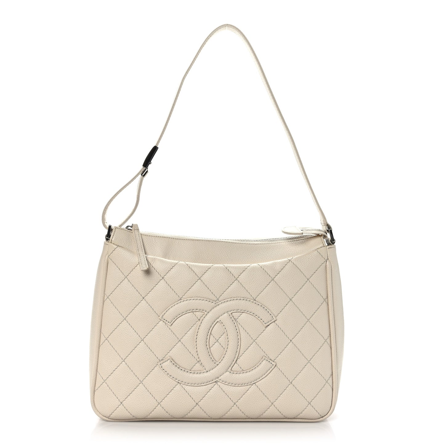Caviar Quilted Timeless CC Hobo Ivory