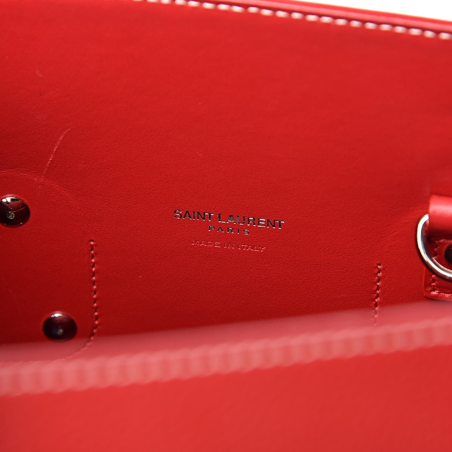 Grained Calfskin Topstich Small Sac De Jour Red