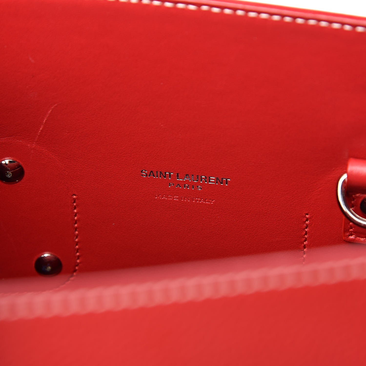 Saint Laurent Grained Calfskin Topstich Small Sac De Jour Red 6 of 11