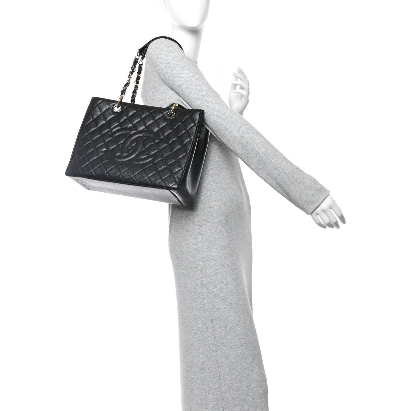 Caviar Quilted Grand Shopping Tote GST Black