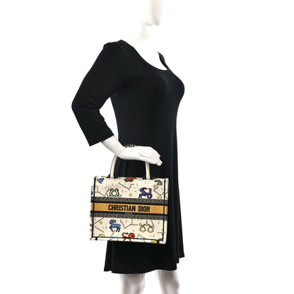 Christian Dior Canvas Embroidered Small Pixel Zodiac Book Tote Latte Multicolor 2 of 10