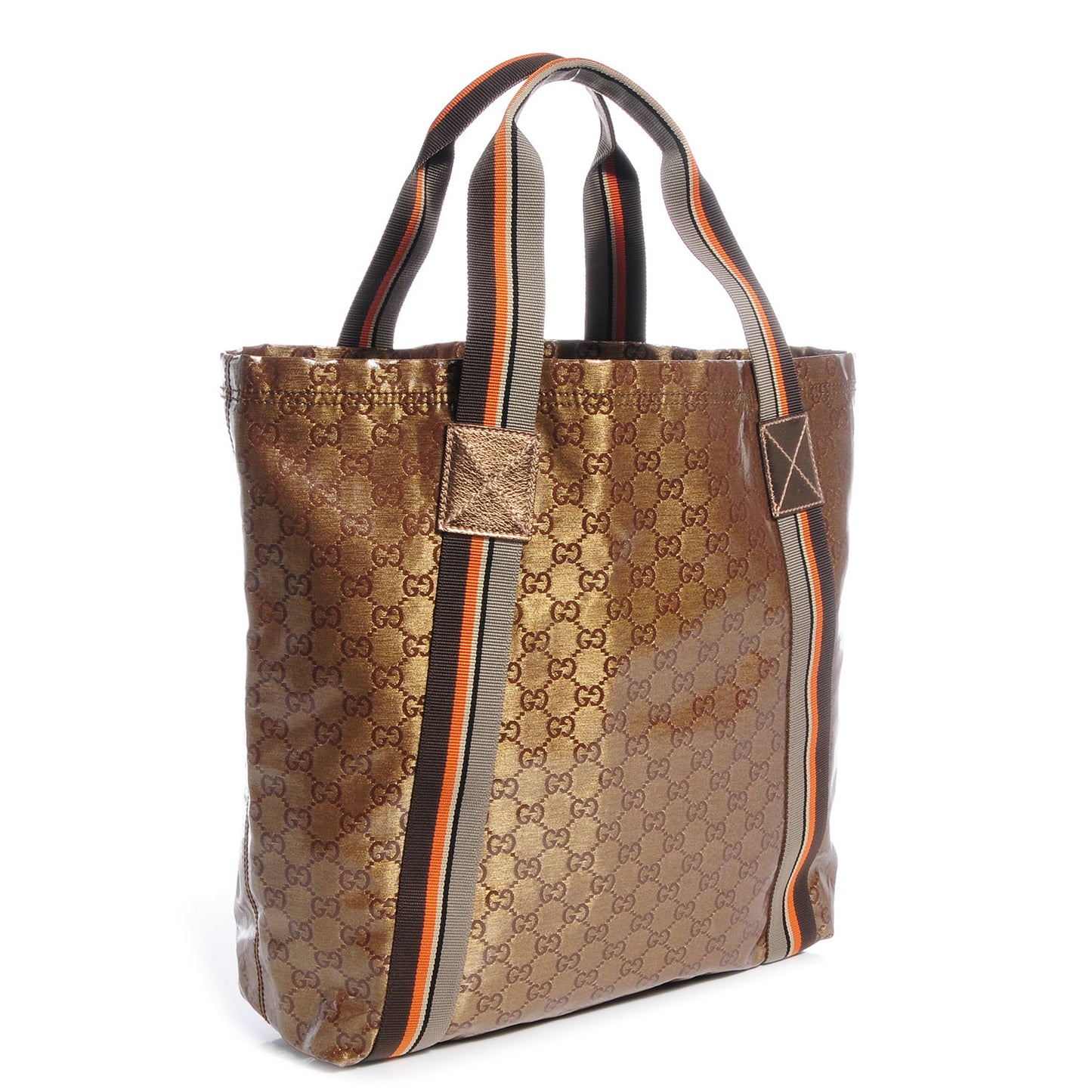 Crystal Monogram Medium Web Handle Vertical Tote Bronze