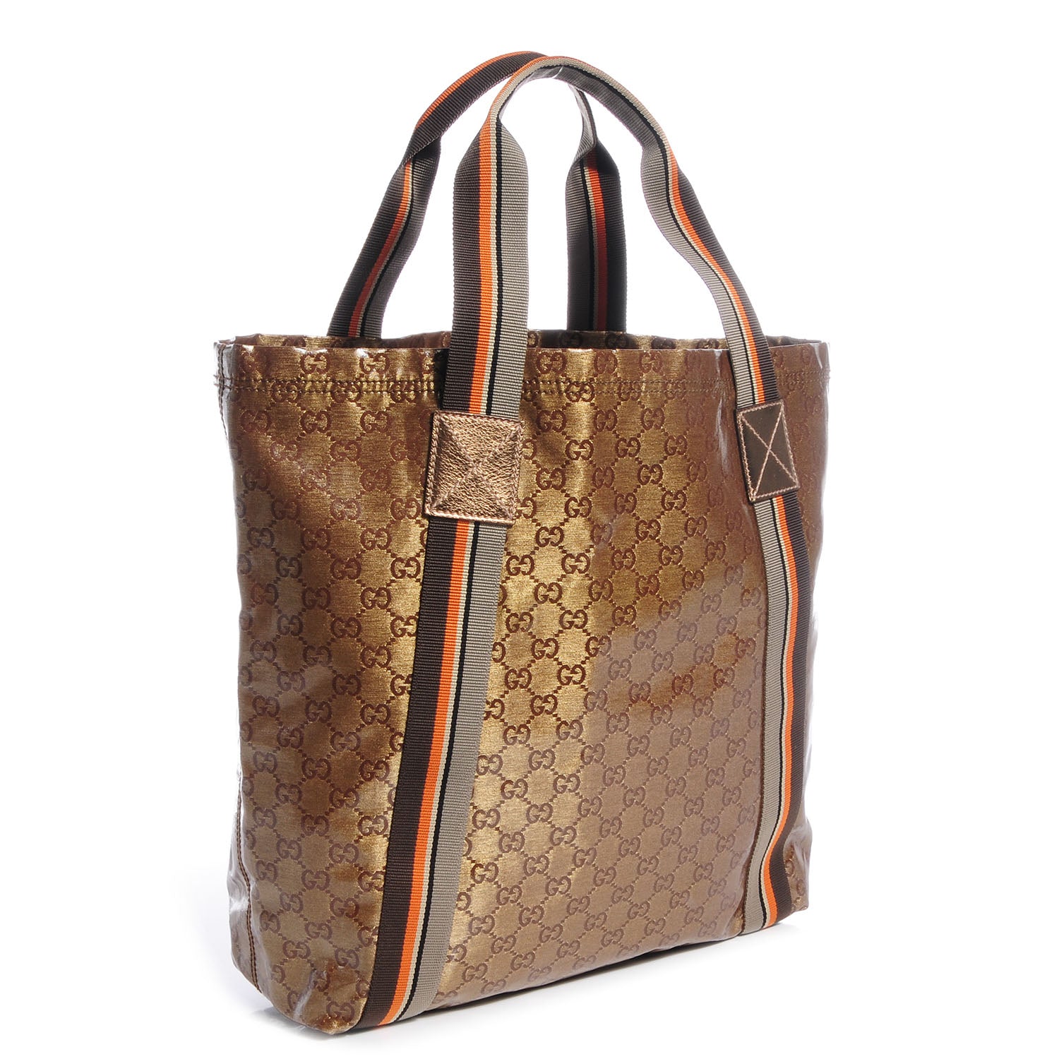 Gucci Crystal Monogram Medium Web Handle Vertical Tote Bronze 3 of 8