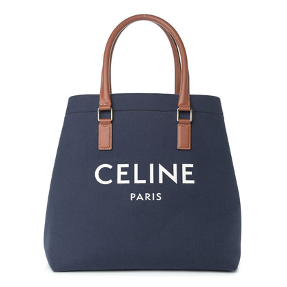 Celine Canvas Calfskin Horizontal Cabas Navy Tan 1 of 10
