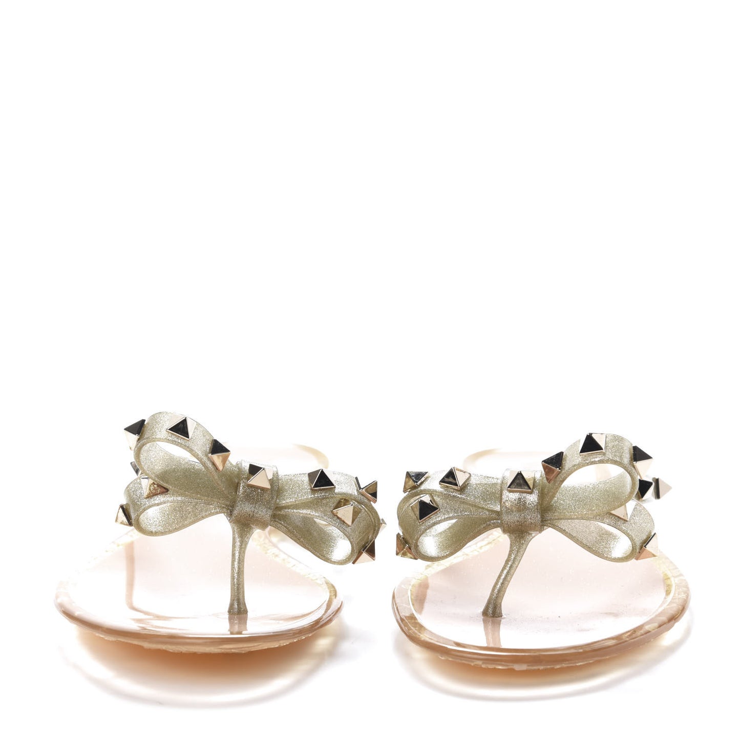 PVC Jelly Glitter Rockstud Bow Thong Sandals 39 Oro