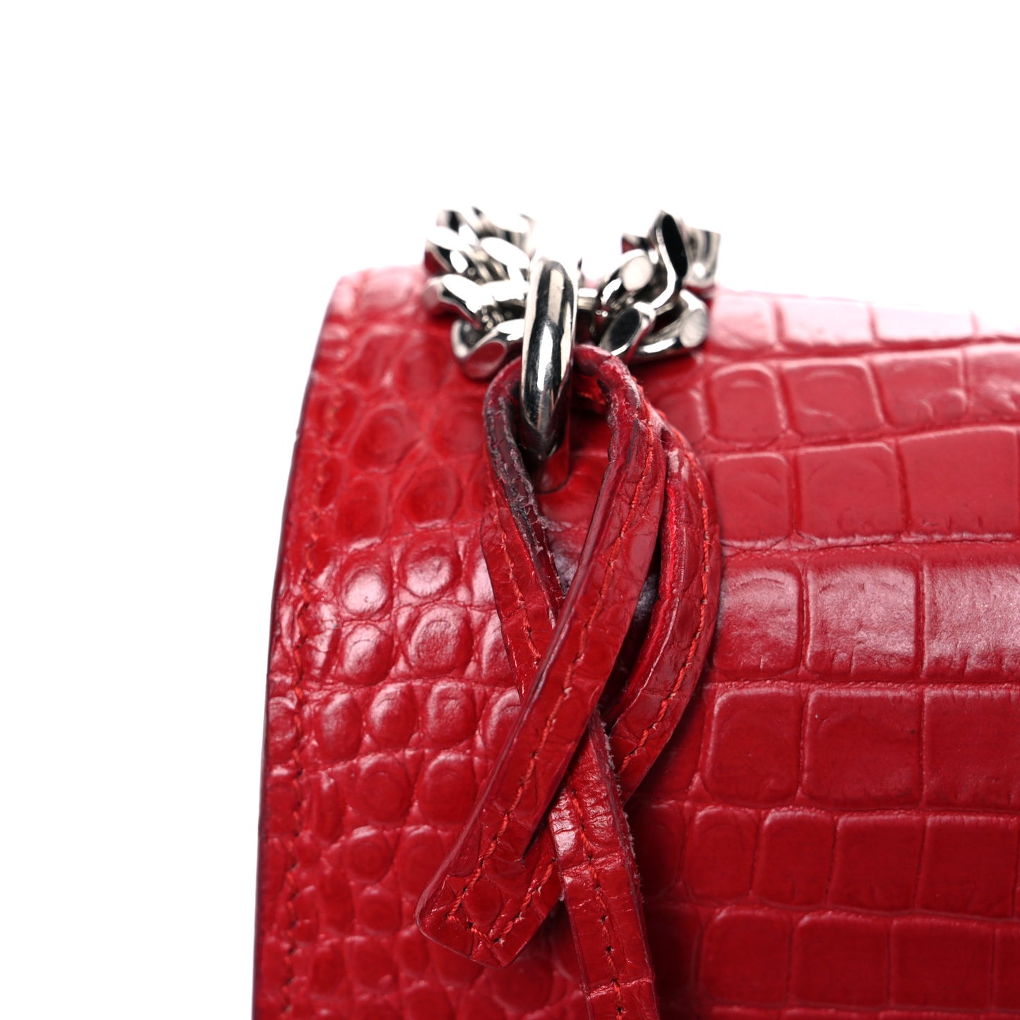 Calfskin Crocodile Embossed Medium Monogram Sunset Rouge Eros