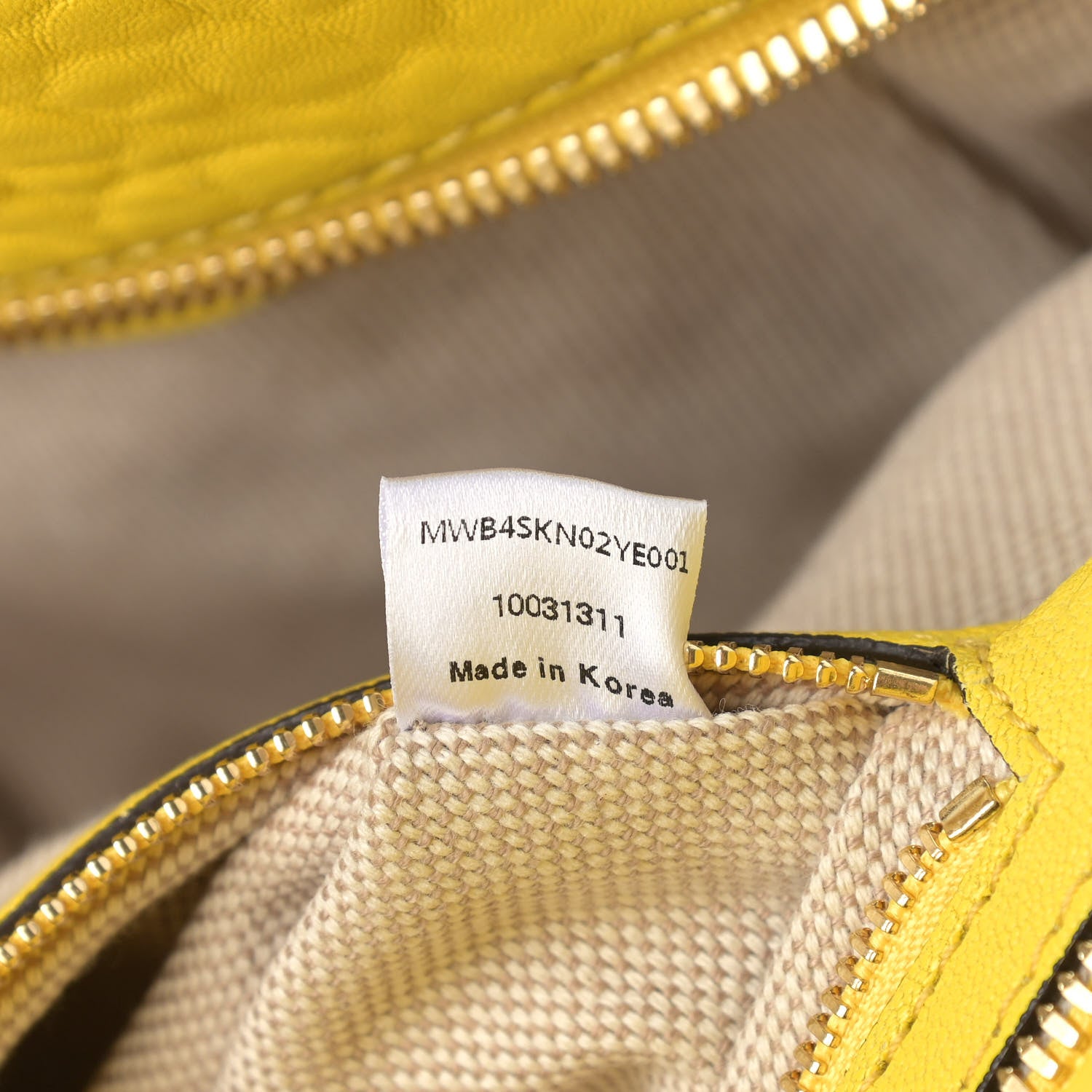 MCM Pebbled Calfskin Studded Satchel Yellow 12 of 17