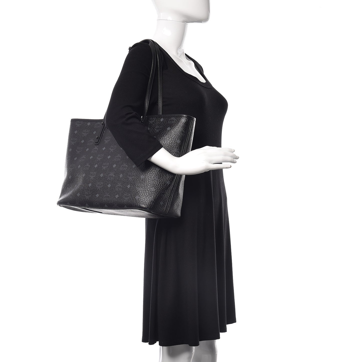 Visetos Medium Anya Zip Top Shopper Tote Black