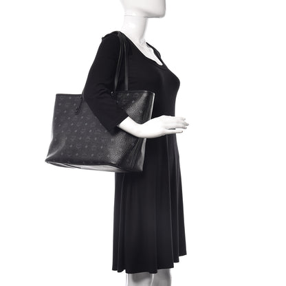 MCM Visetos Medium Anya Zip Top Shopper Tote Black 2 of 11