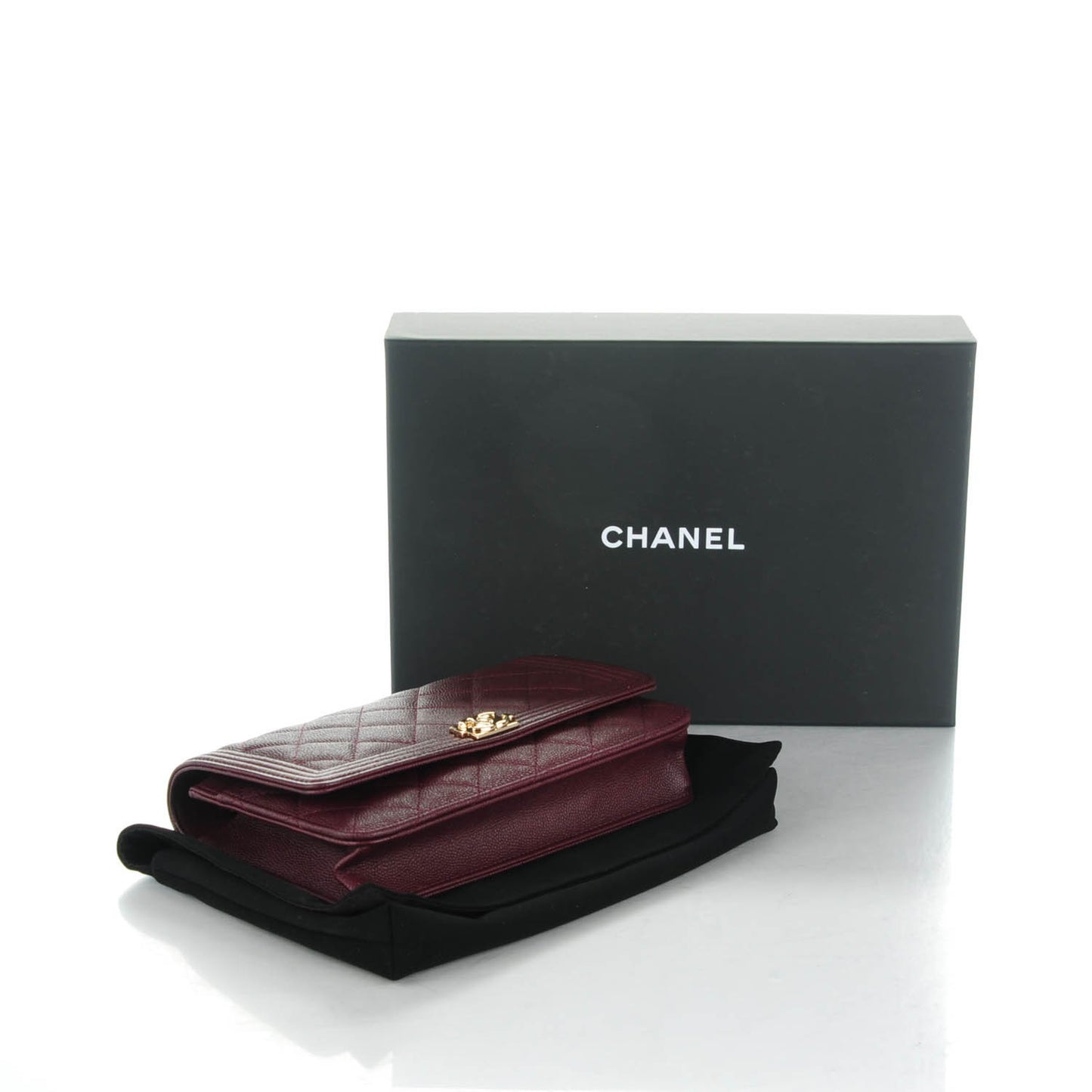 Caviar Quilted Boy Wallet On Chain WOC Dark Purple
