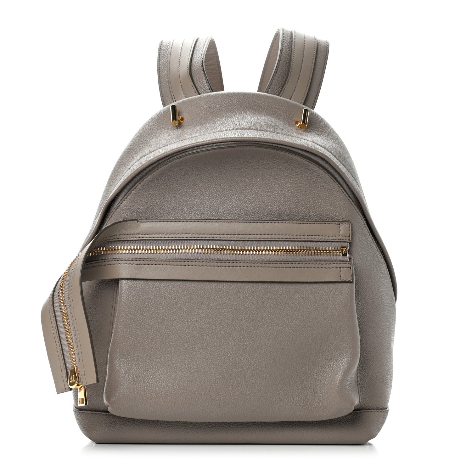 Tom Ford Grained Calfskin Epson Big Zip Backpack Taupe 1 of 8