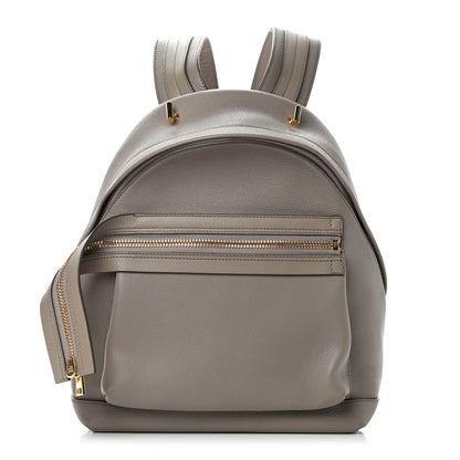 Tom Ford Grained Calfskin Epson Big Zip Backpack Taupe 1 of 8