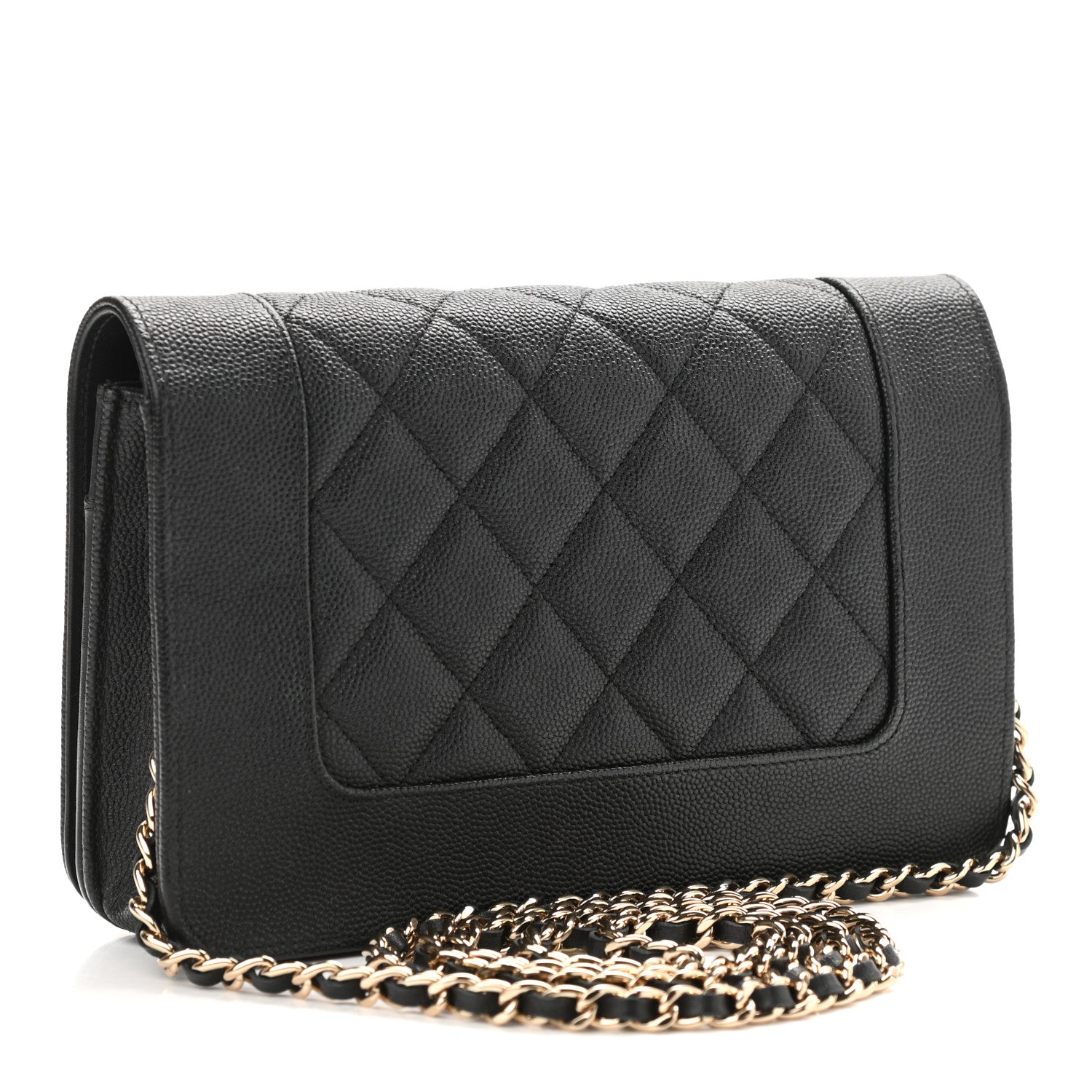Chanel Caviar Quilted Vintage Mademoiselle Wallet On Chain WOC Black 3 of 12
