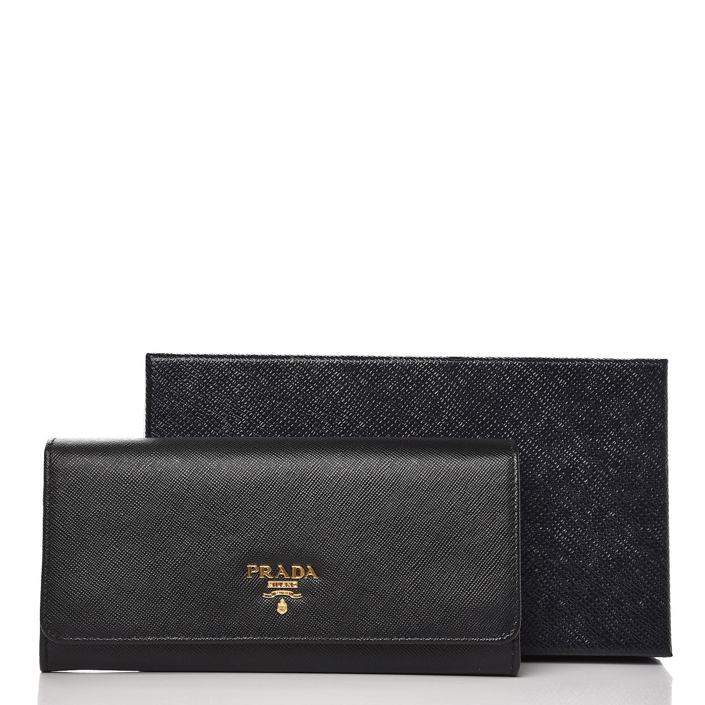 Saffiano Metal Continental Flap Wallet Nero Black