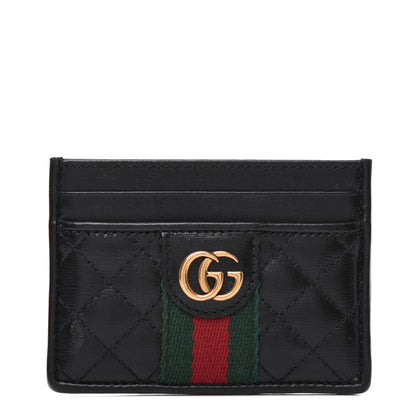 Gucci Calfskin Web Trapuntata Ophidia Card Holder Black 1 of 16